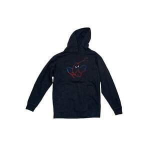 Vintage Spiderman Universal Studios Hoodie Mens Medium Black Embroidered 90s Y2K